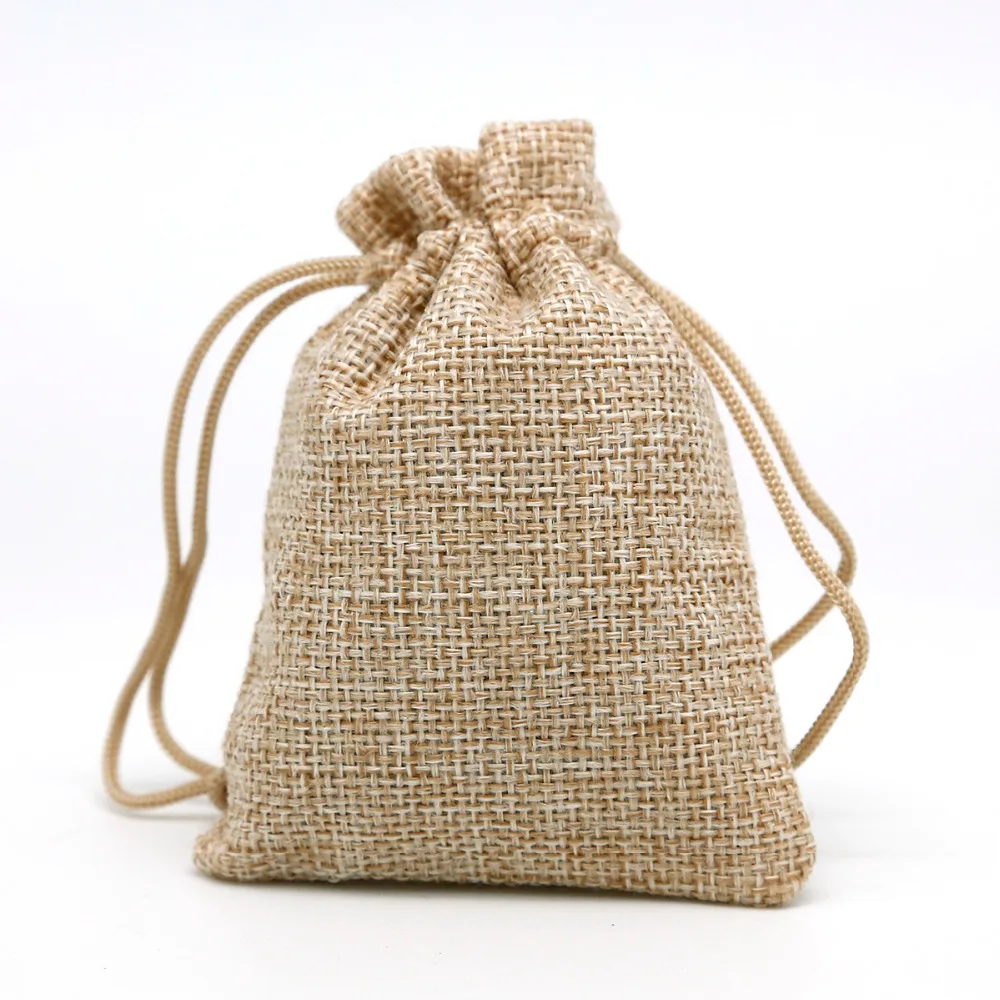 50 шт./лот 7x9 льняной мешок с кулиской свадьбы и Рождества упаковка мешочки