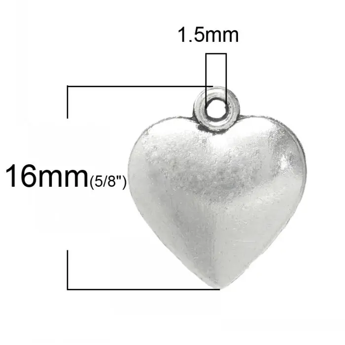 DoreenBeads амулет кулоны в форме сердца серебристого цвета 16 мм x 14 100 шт. | Украшения и