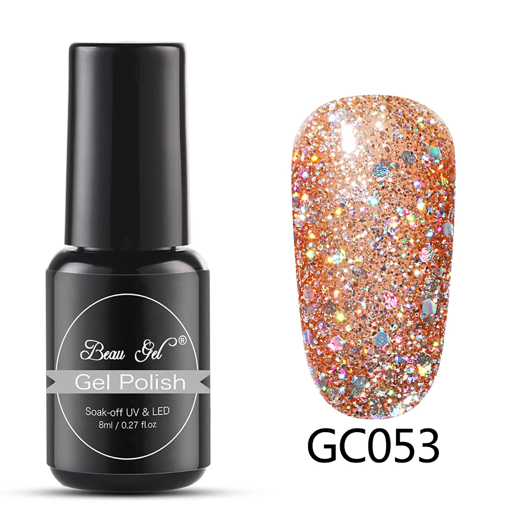 GC053 Beau гель 8 мл гель для ногтей бриллиантовый блеск с ультрафиолетовым свечением Гель-лак для ногтей светодиодный светильник гель лак Полупостоянный Гель-лак грунтовка для ногтей - Цвет: GC053