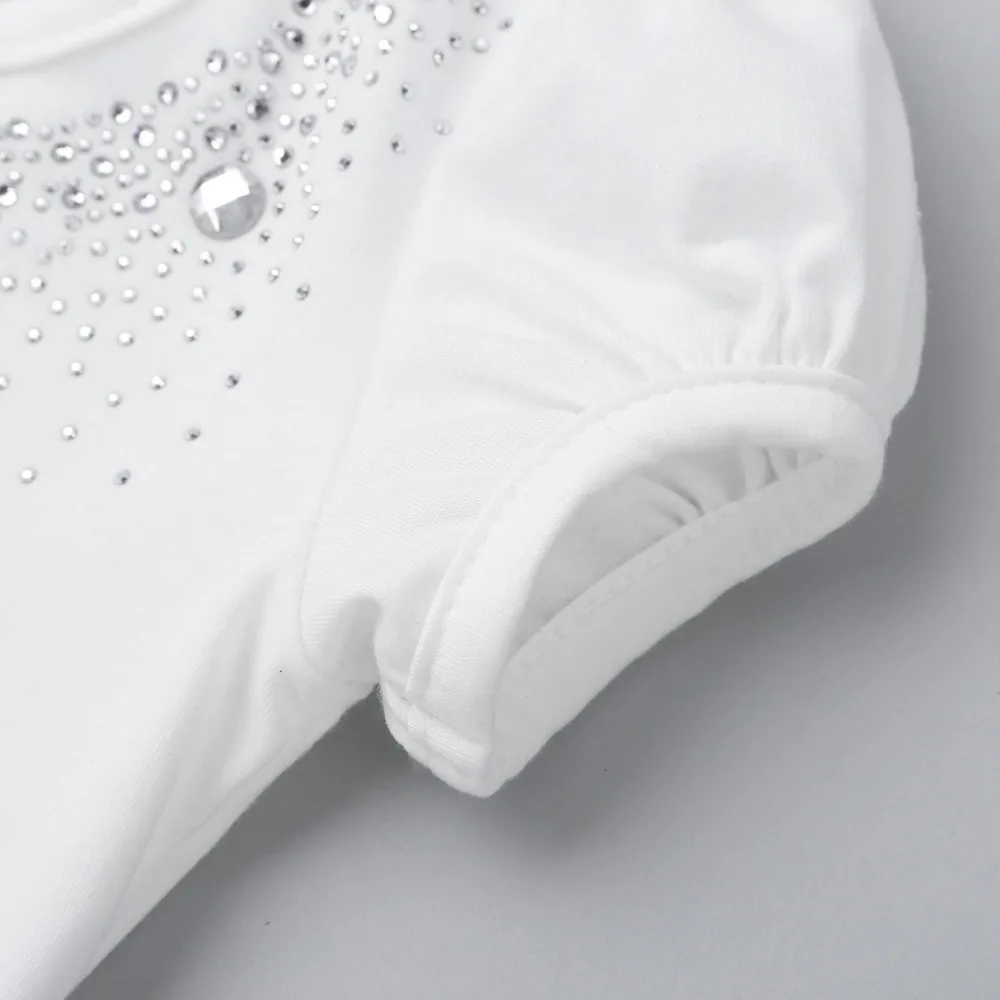 iiniim Kids Mesh Bubble Sleeves Sparkly Rhinestones Ballet Dance Tutu Dress for Child Gymnastics Leotard Costumes Party | Детская одежда
