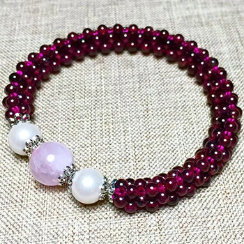rose quartz Браслет JoursNeige из натурального розового граната, ручная работа, 3-4 мм, браслеты из бисера и кристаллов, многослойные браслеты для женщин, ювелирные изделия - Окраска металла: rose quartz
