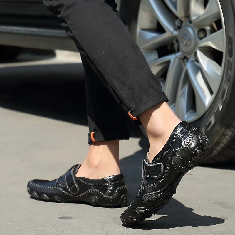 2019 Мужская обувь для вождения с крокодиловым лицевым покрытием кожаная отдыха из
