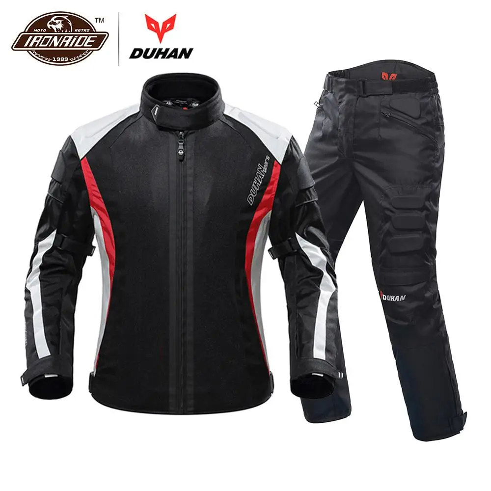 DUHAN мотоциклетная летняя куртка Мужская броня дышащая Chaqueta мото штаны