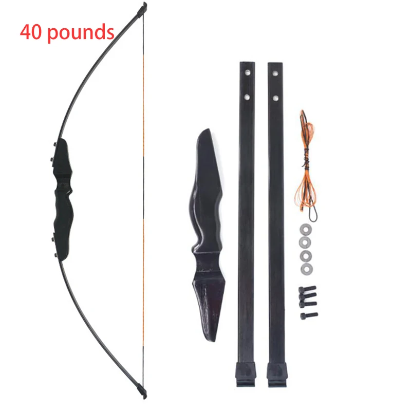 

40lbs Take Down Bow Straight Recurve Bow Fiberglass Limbs for Right Handed Archery Bow Shooting Hunting Game Outdoor Sports