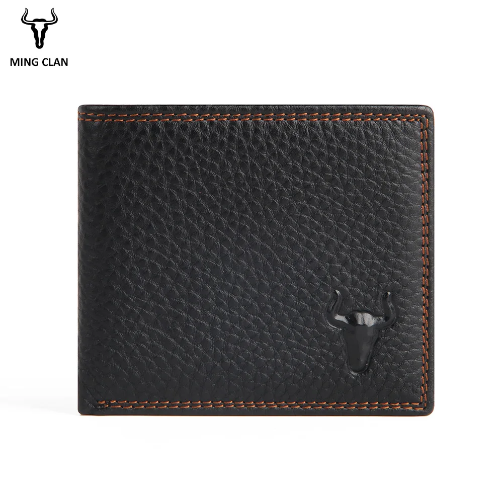Mingclan Luxury Brand Genuine Leather Men Wallets Card Holder Coin Pocket Purse Male Slim Wallet Portfolio Cartera Money Bag