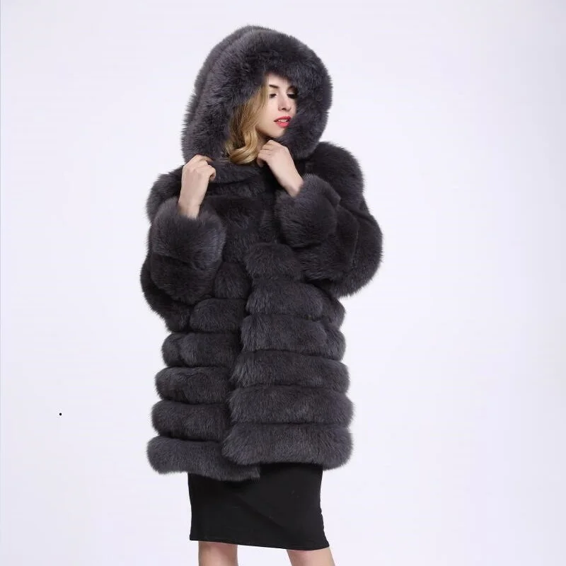Пальто из искусственного меха, модное, casacas para mujer invierno, новинка, женское меховое пальто и куртка, пальто из лисьего меха, женское длинное пальто с капюшоном