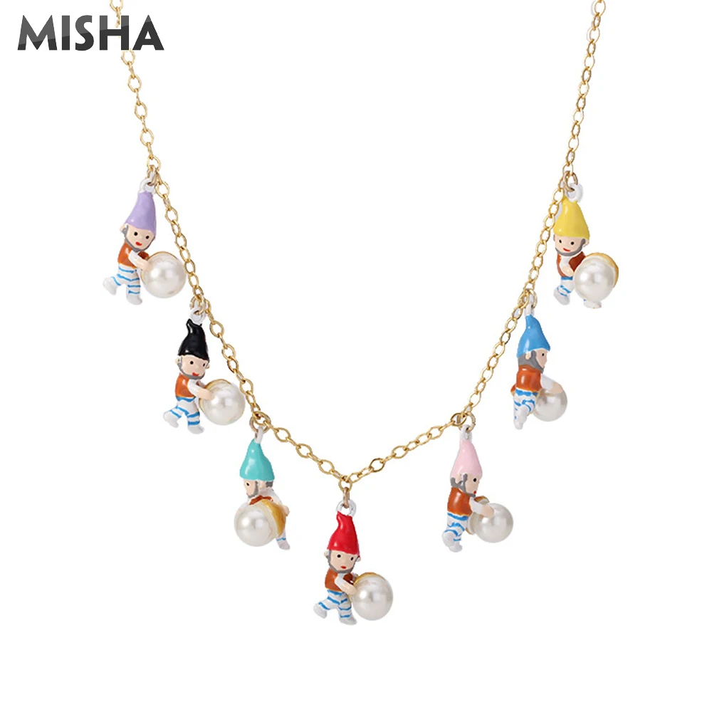 MISHA Fairy роскошные ожерелья для женщин семь гномов эмалированная глазурь кулон