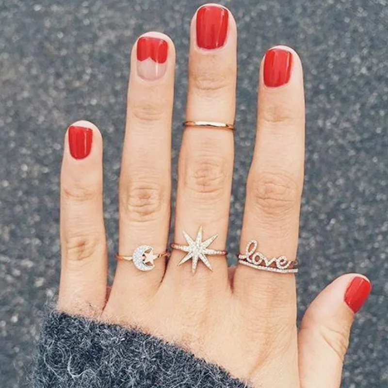 4 шт./модный популярный комплект колец из сплава с буквенным принтом в виде