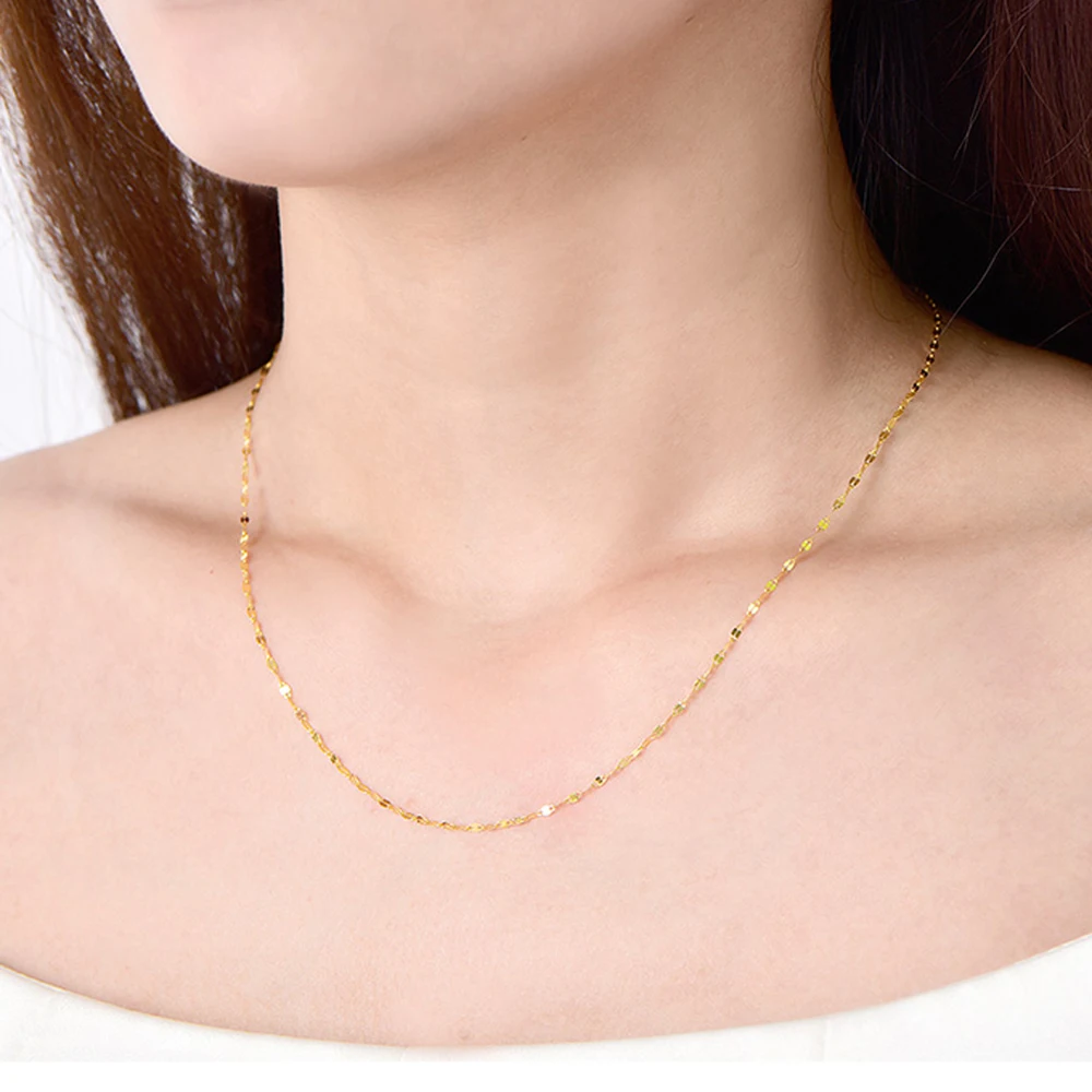 RINYIN изысканные ювелирные изделия подлинное 18K желтое золото ожерелье чистый AU750
