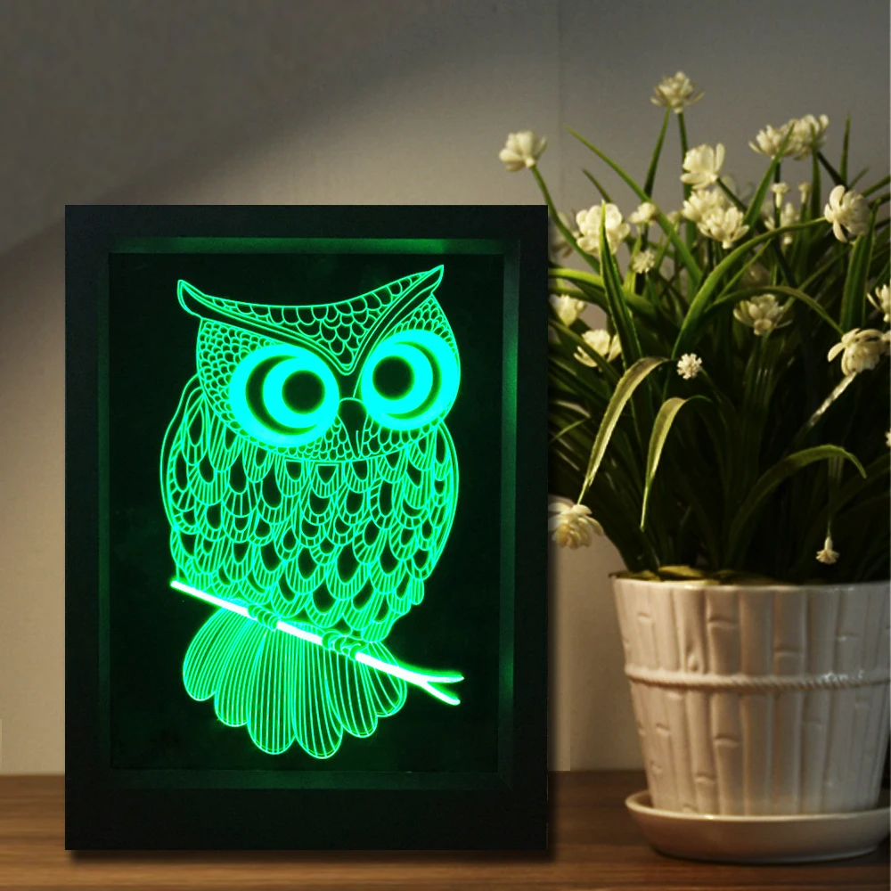 СОВА 3D Ночник RGB Переменчивый Настроение Лампы Светодиодные DC 5 В USB Декоративные