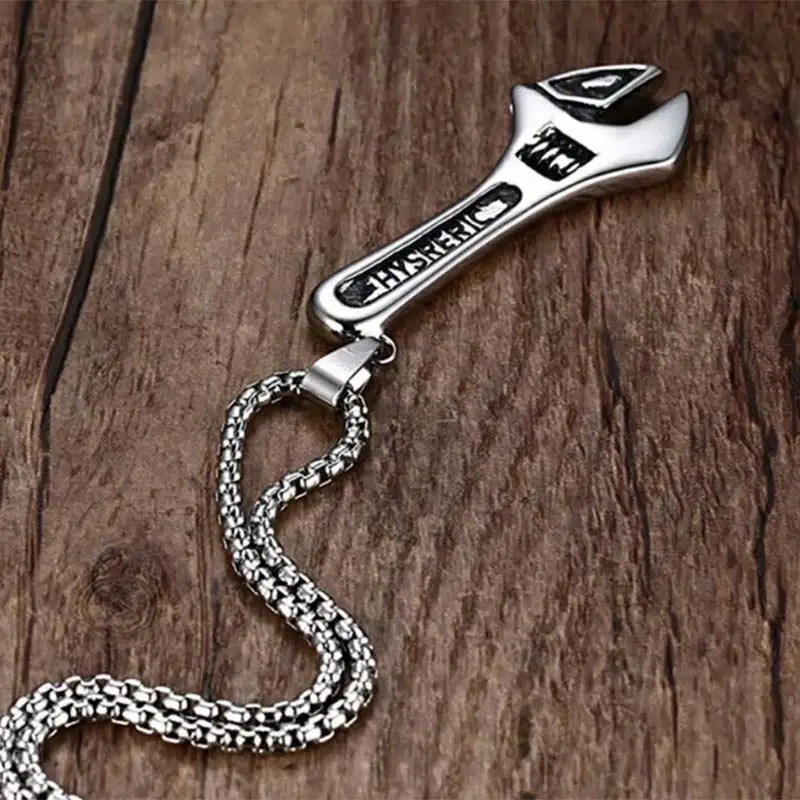 Wrench Pedant Necklace Stainless Steel Vintage Spanner Casual Holiday Gift Whimsical Handy Man Tool Jewelry 23in | Украшения и