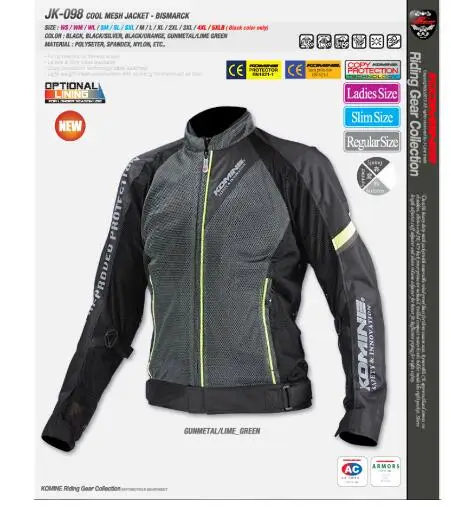2018 New KOMINE JK098 breathable mesh racing ride high-performance drop resistance clothing motorcycle jacket