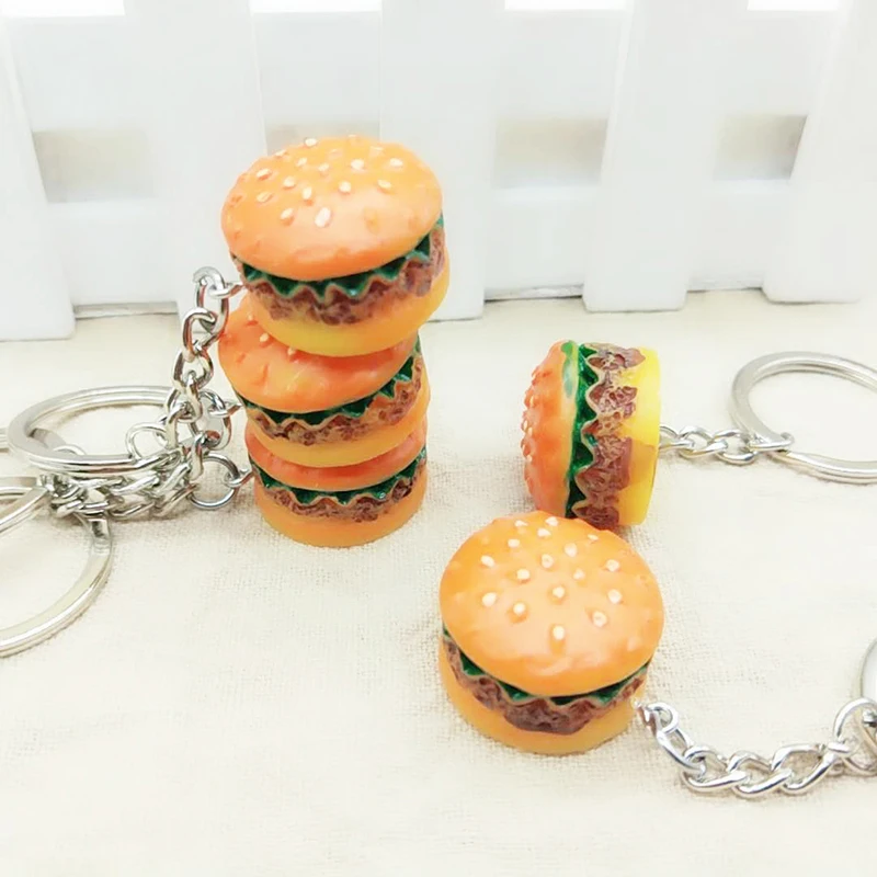 Mini Cute Resin Simulation Food Key Chains Bags Car Ring Holder Burger Keychain Accessories Small Gifts Pendant Jewelry | Украшения и