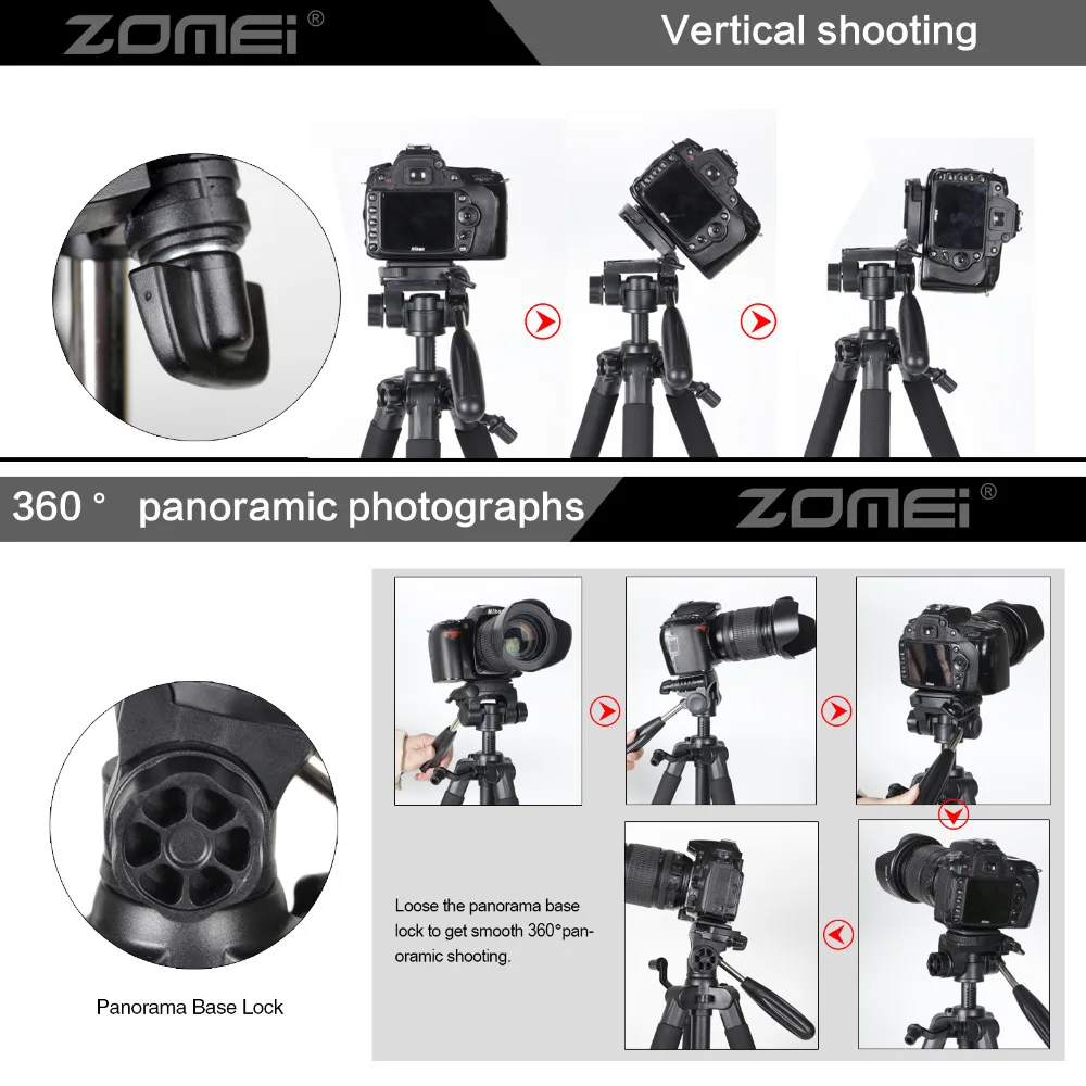 ZOMEI Q111 алюминиевый Профессиональный портативный дорожный штатив для камеры и