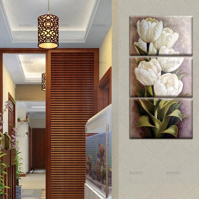 Tulips 3 Panels Wall Art Canvas Paintings Decorations for Living Room Home Office Artwork Giclee Decor | Дом и сад