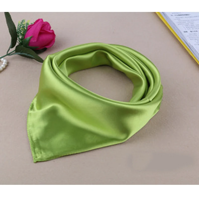 Фото Four seasons new Solid Color Women Silk Scarf Fashion Airline stewardess Occupation 60X60cm small Kerchief Party Gift F1044 №4