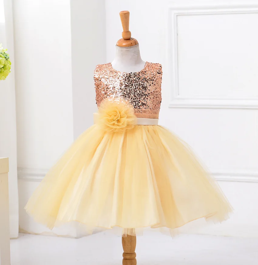 2017 новых Детей платье принцессы производительность vestidos блестками чистой пряжи