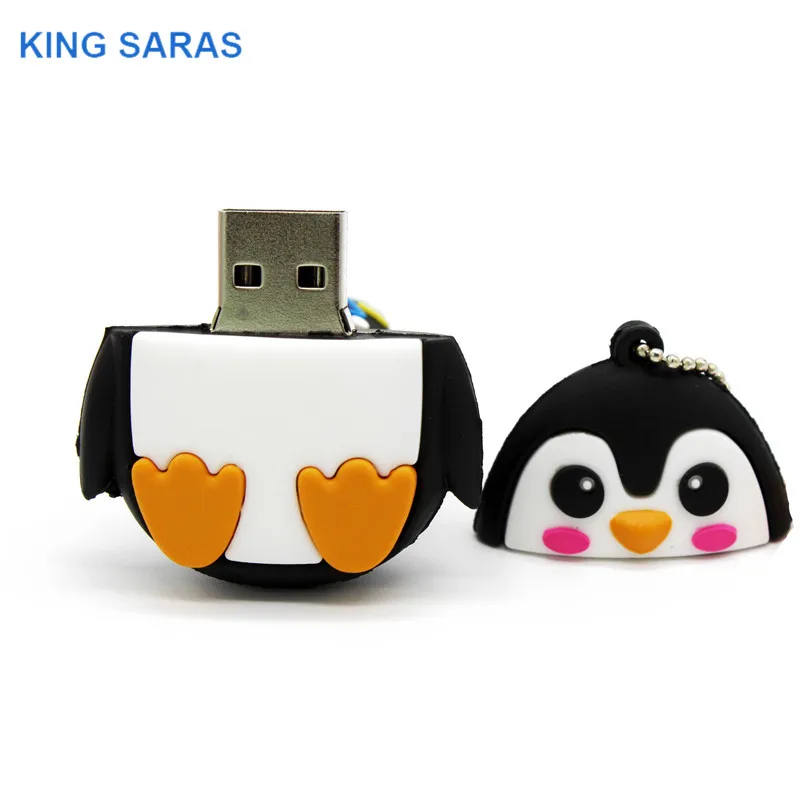 Usb флеш-накопитель KING SARAS 64 GB с мультяшным пингвином совой лисой usb 2,0 4 GB 8 GB 16 GB 32 GB флешка, подарок