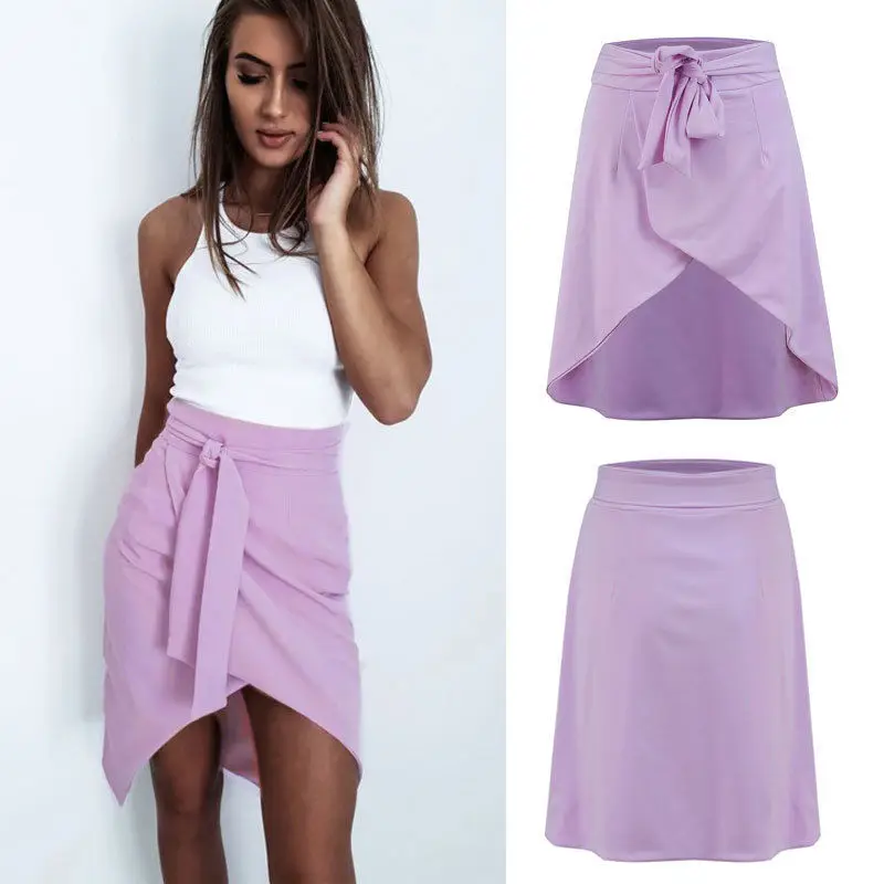 2019 Ladies Women Spring Sexy Bandage High Waist Pencil Bodycon Skirts Party Solid Short Mini Skirt | Женская одежда