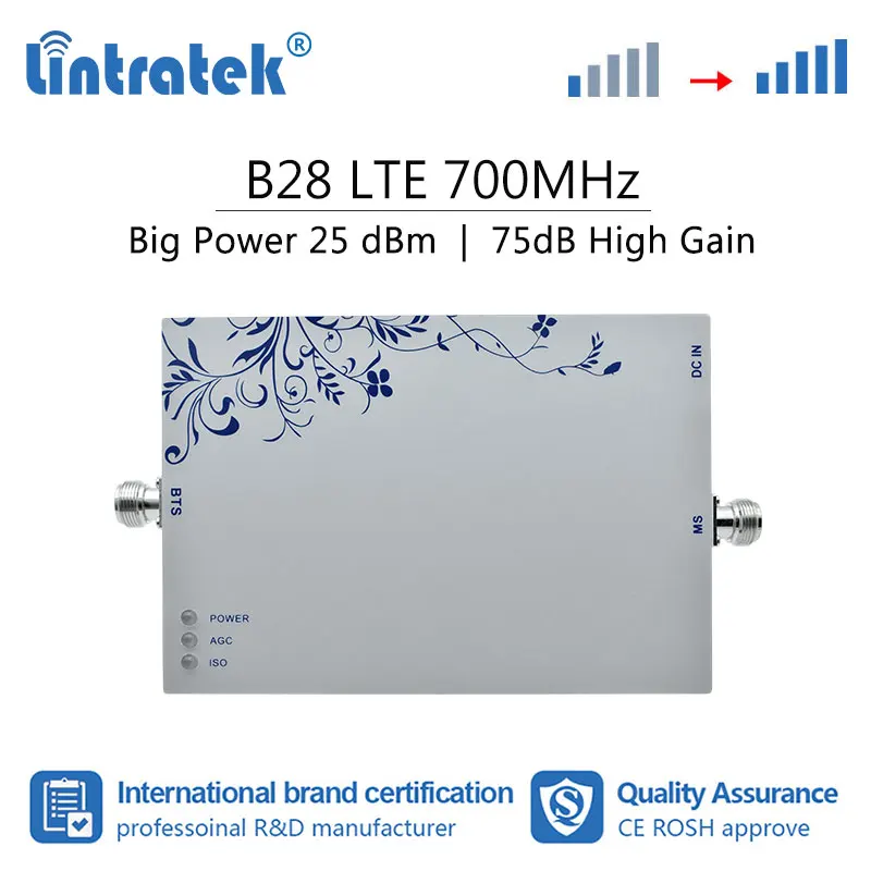 Lintratek 4G 700 МГц усилитель сигнала мобильного телефона 75дБ усиление LTE FDD