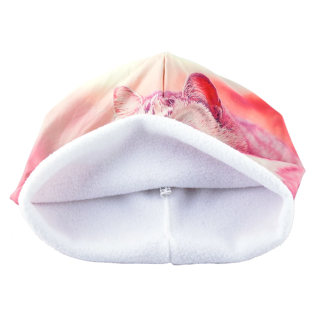 Winter Beanie Ladies Warm Thick Bonnet Caps Women Cute Cat 3D Printing Hats Girls Fashion Streetwear Skullies Beanies Men Gorro |