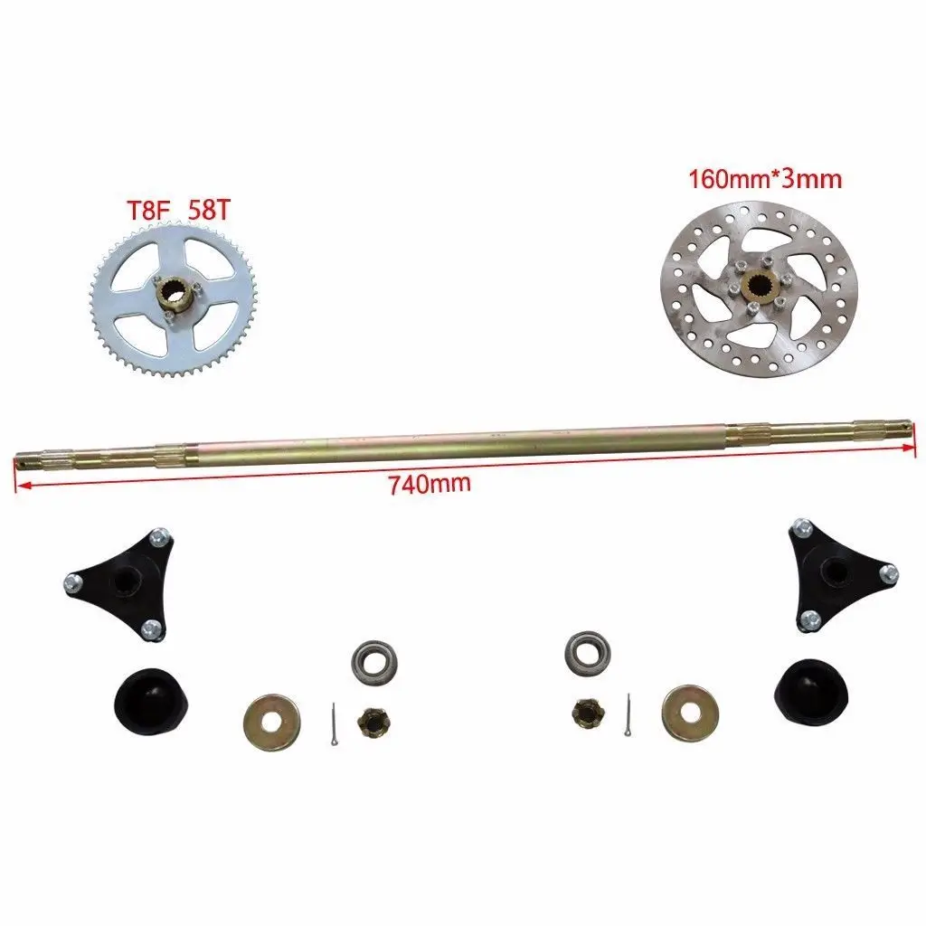 740 мм 49/50/70/90/110cc ATV Quad Bike Axle (задний) Полная сборка + несущий узел T8F|Детали и