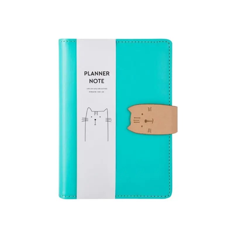 Синий Kawaii Cat Journal Sketchbook спиральный переплет путешественников A6 блокнот планировщик блокнот офисные школьные принадлежности - Цвет: Синий