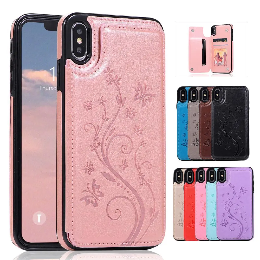 Чехол KISSCASE из искусственной кожи в стиле ретро с отделением для карт iPhone 7 8 6S 6 Plus XR