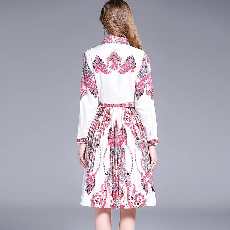 

designer Vintage print Dress 2019 Summer WomenParty Dress Women Runway Elegant