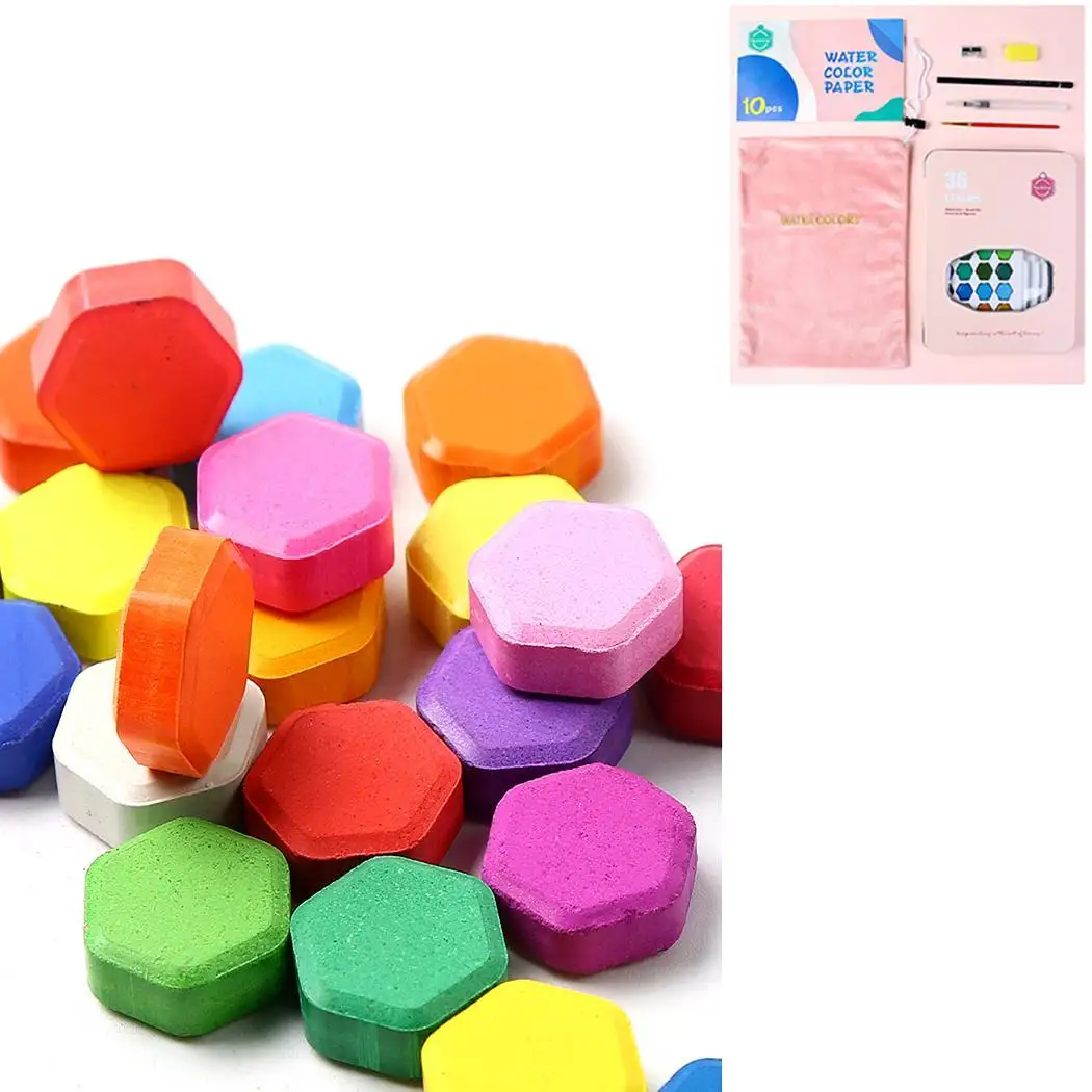 Нетоксичные Твердые пигментные акварельные краски акварель 36 цветов живопись