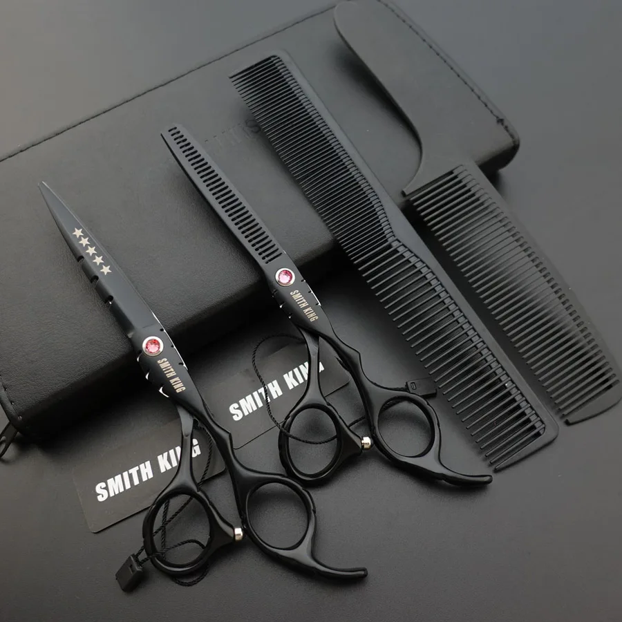 leather case set 6 дюймов Профессиональный набор парикмахерских ножниц, Ножницы Для Стрижки И Истончение+ расческа+ наборы - Цвет: leather case set