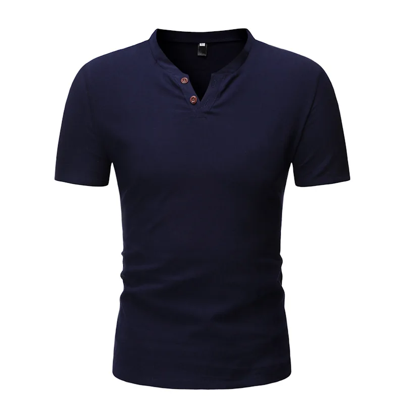 navy blue Мужская Повседневная рубашка на пуговицах, новинка, брендовая летняя льняная рубашка с коротким рукавом на пуговицах, Мужская Облегающая рубашка, Chemise Homme 5XL - Цвет: navy blue