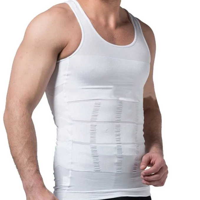 

Men Body Slimming Shaper Vest Slim Chest Belly Waist Boobs Compression Shirts UK 3XL