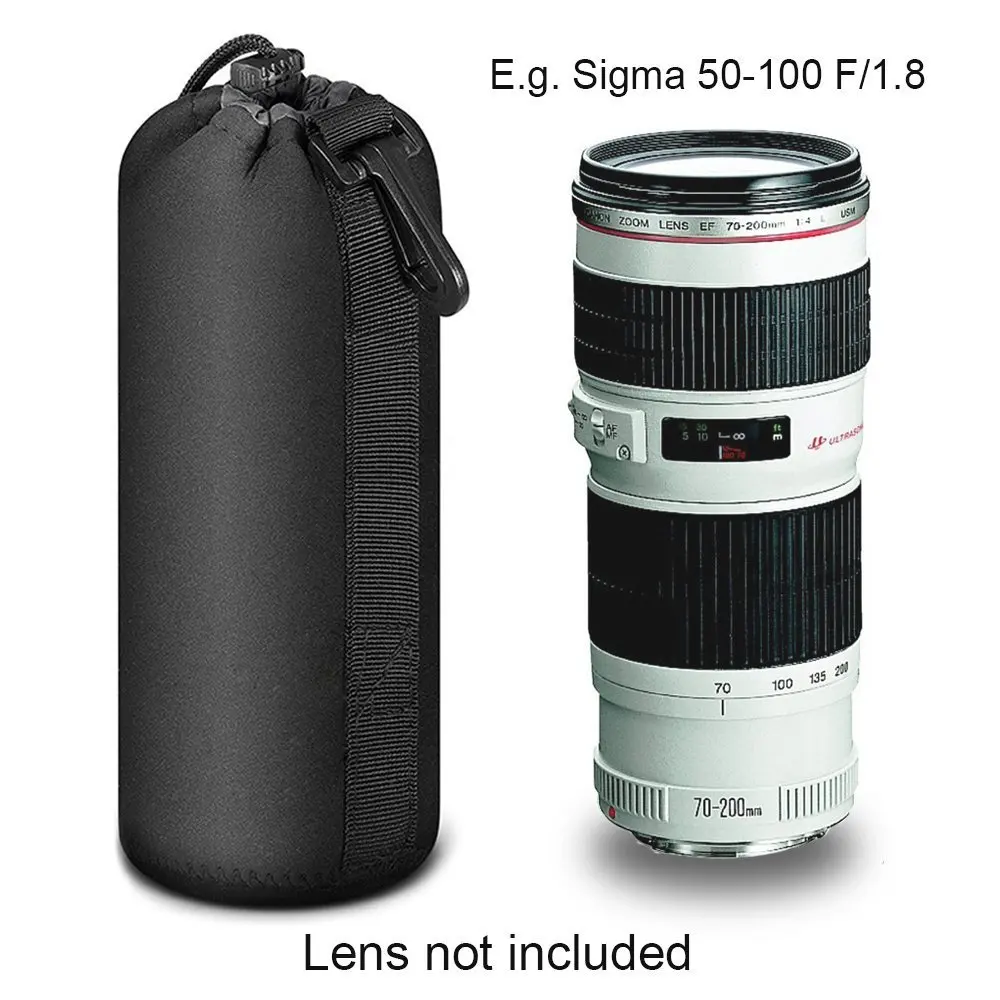 Камера лавсан сумки DSLR Объектив Мягкий Чехол протектор сумка для Canon Nikon sony s m l xl Водонепроницаемая труба чехол для линз - Цвет: XL Size Only a Bag