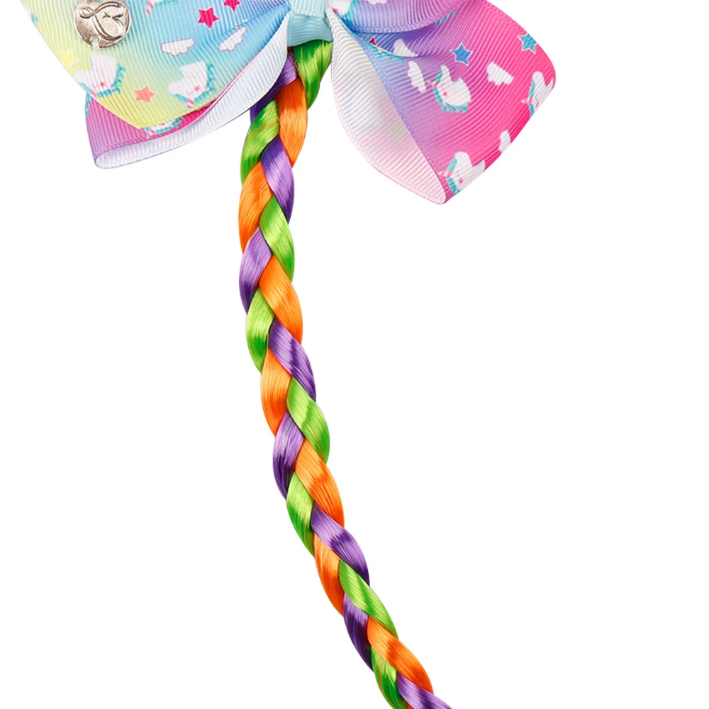Jojo Siwa бантики для волос девочек единорог с принтом бантом из ленты Длинная коса