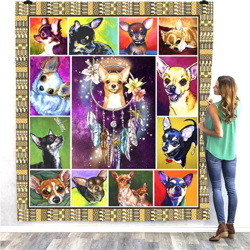 

SOFTBATFY Chihuahua Niche Print All Season Quilt For Bed Soft Warm Blanket Cotton Quilt Dropshipping