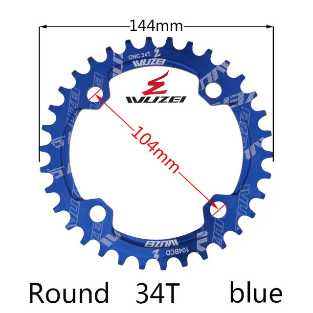 Blue 34T Round Одна узкая ширина система скорости Crown 104 Bcd 1 Rodada 38 36 34 32 T Mtb 9 10 11 S 1*11 крест кольцо - Цвет: Blue 34T Round