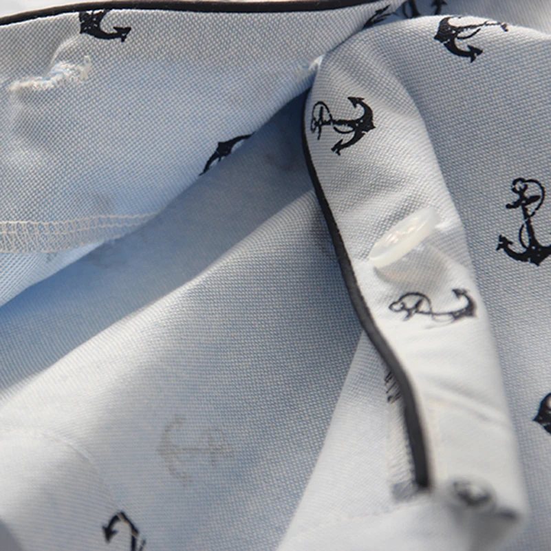 Хлопковые пижамы с отложным воротником и принтом якоря для маленьких