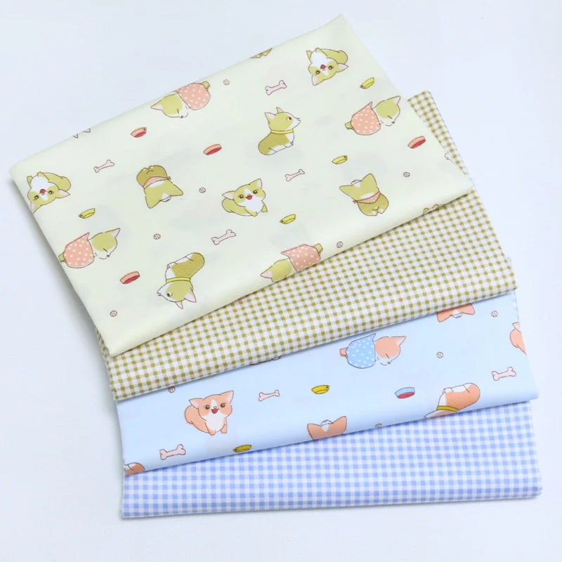 Cartoon Grid Print 100% Twill Cotton Fabric Tissue For DIY Handmade Sewing Tilde Patchwork Baby The Cloth Bedding Home Textile | Дом и сад