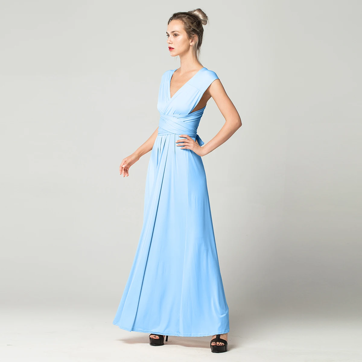Light Blue Сексуальное длинное платье подружки невесты, официальное многоходовое платье-трансформер, бесконечность, макси платье, красные открытые вечерние платья с повязкой, Vestidos FICUSRONG - Цвет: Light Blue