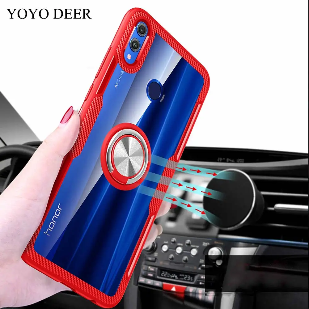 YOYODEER Прозрачный чехол для телефона huawei Honor 8X автомобильный держатель Магнитный