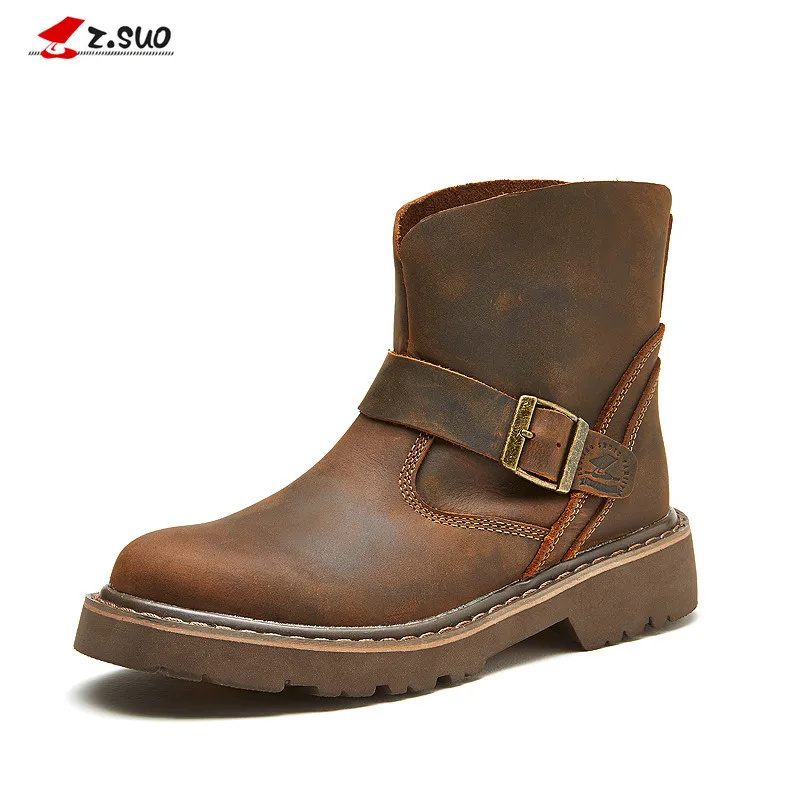 Мужские ботинки из натуральной кожи Винтажные в байкерском стиле мужские