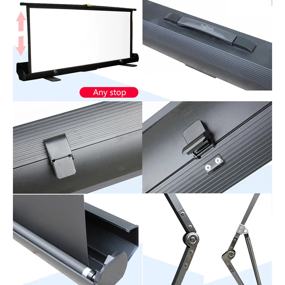 ThundeaL 80in 100 дюймов, 16:9, напольный проекционный экран, вечерние, школьные, офисные, для совещаний, подтягивающий, напольный, HD проектор, экран, белый
