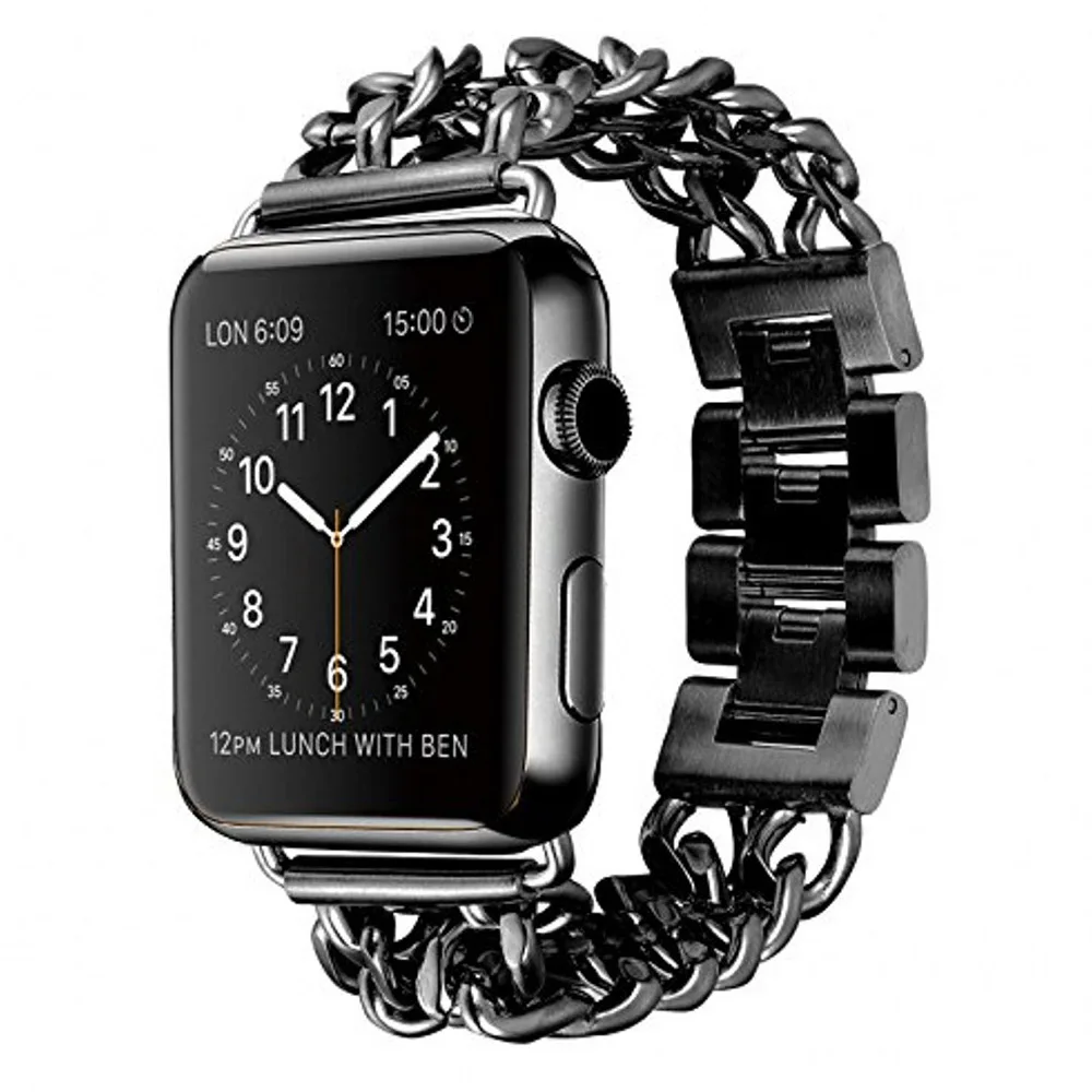 Для наручных часов Apple Watch, версии 5 4 3 2 1 в ковбойском стиле, с металлической цепью и ремень ремешок для наручных часов iWatch, 40/44/38/42 мм сменный Браслет