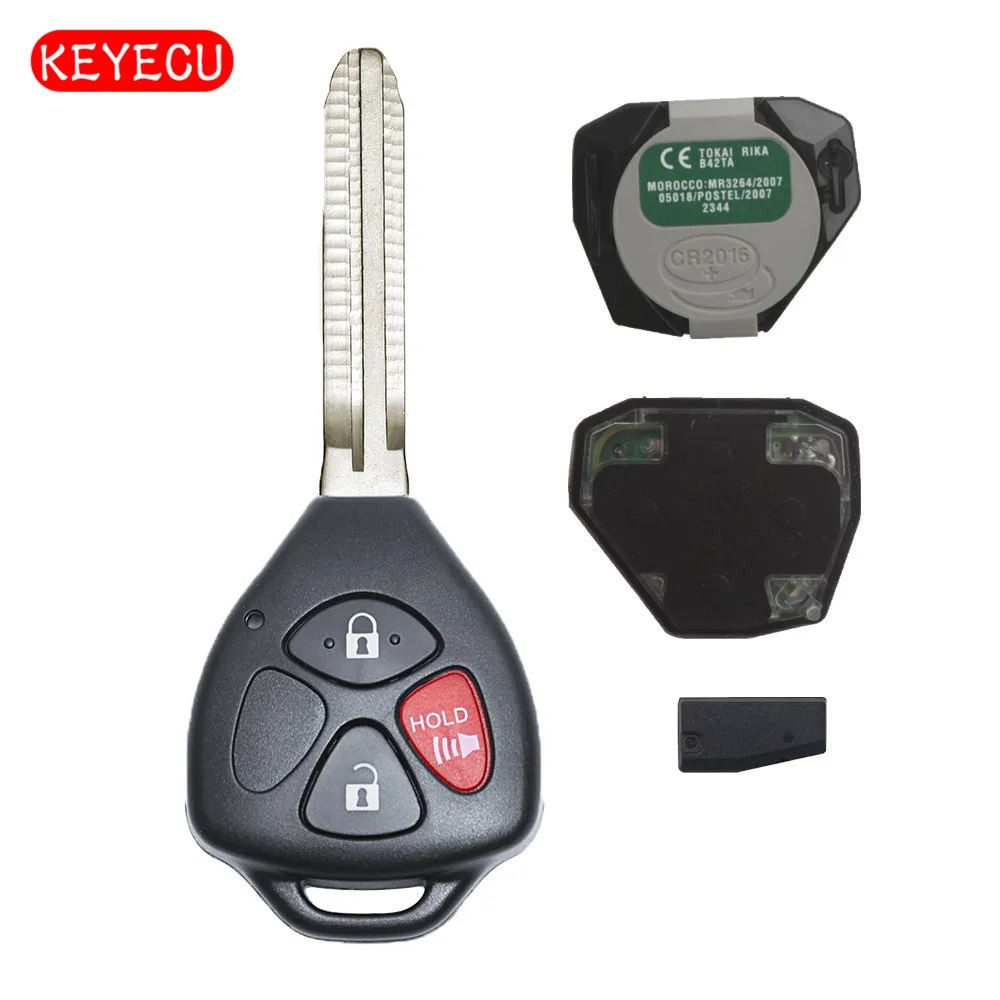 Keyecu дистанционный ключ с 3 кнопками 433 МГц 4D67 чип FOB для 2005 2008 Toyota Hilux FCC ID: MDL B42TA|Ключ