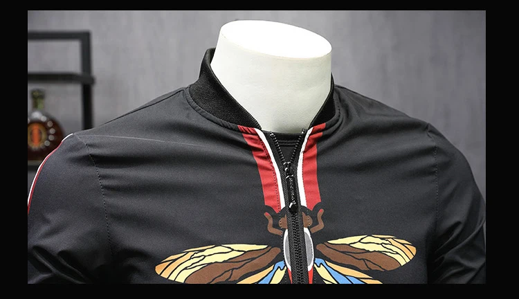 Мужская куртка с принтом стрекозы, приталенная, Jaqueta Masculina Inverno, в полоску, с рукавом, Giacca Uomo Casacas Para Hombre, мужская куртка-бомбер