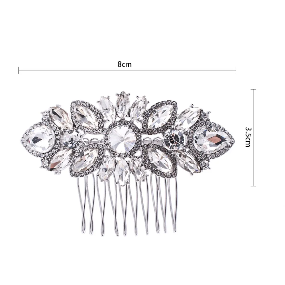 Красивые свадебные украшения для волос невесты расческа с цветком прозрачные