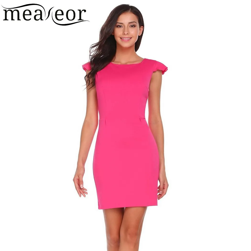 Meaneor осеннее женское повседневное вечернее платье с круглым вырезом и рукавом