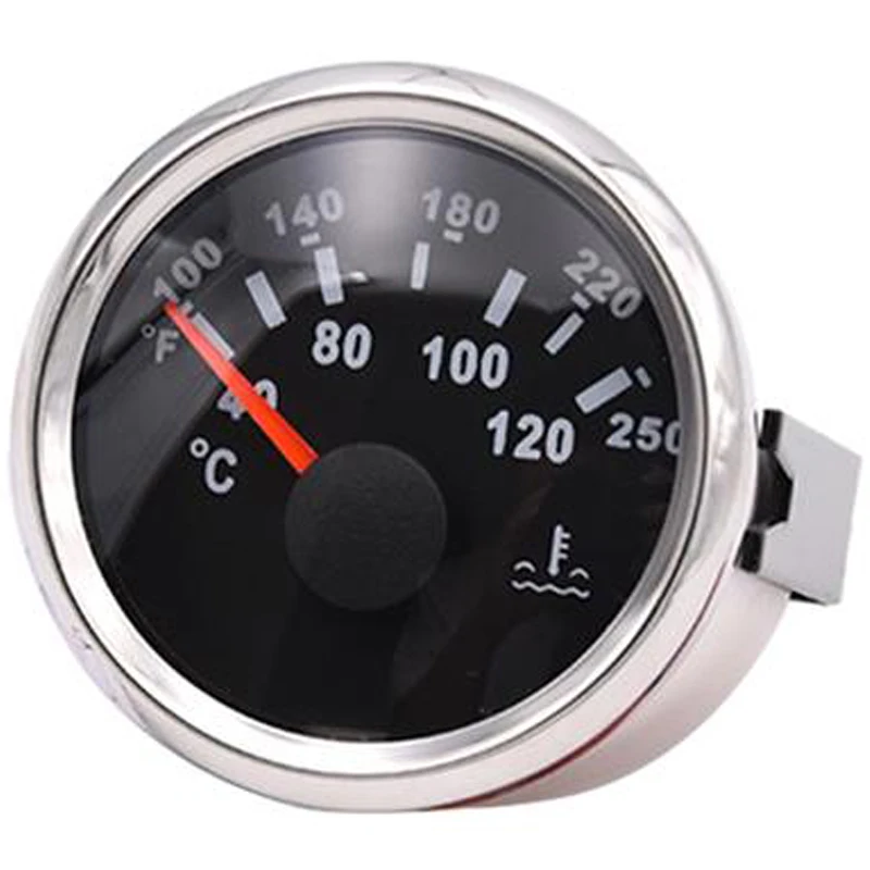 Black Silver Gauge 52 мм измеритель температуры воды измерительный адаптер водонепроницаемый цифровой Гоночный Автомобиль температура Авто Манометр лодка 12 в метр 287,4-22.4ом - Цвет: Black Silver Gauge