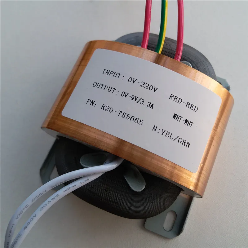 9V 3.3A трансформатор R Core R20 изготовленный на заказ трансформатор 220V 30VA медный щит для силового трансформатора